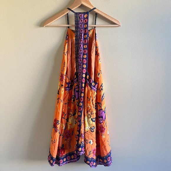 Urban Outfitters Ecote’ Gigi Orange Floral Print Dress‎ Womens Size S Mini - Picture 10 of 10